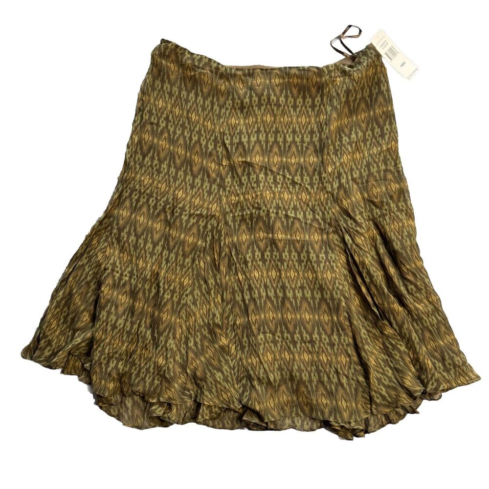 Lauren Ralph Lauren Silk Skirt Women’s 16W Tahiti Brown Rustic Southwestern NWT
